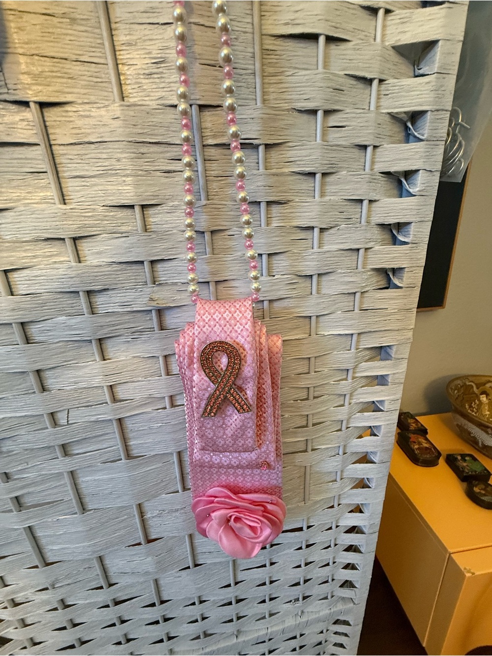 Nuturing Hope - pink Breast Cancer Awareness Necktie Necklace - Picture 2 of 6